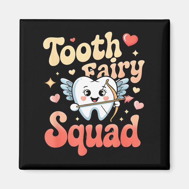 Tooth Fairy Squad Cute Cud Tooth Retro Dental Humo Magnet (Vorne)