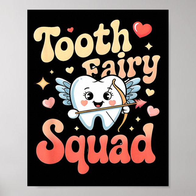 Tooth Fairy Squad Cute Cud Tooth Retro Dental Humo Poster (Vorne)