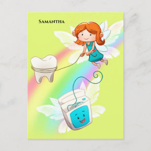 Tooth Feen DIY Name Regenbogenzahnärztin Postkarte