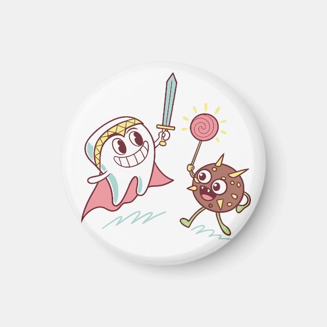 Tooth Hero / Bacteria Monster Fun Zahnarzt Cartoon Magnet (Vorne)