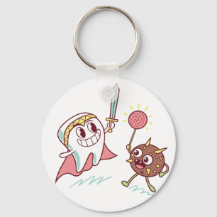 Tooth Hero / Bacteria Monster Fun Zahnarzt Cartoon Schlüsselanhänger