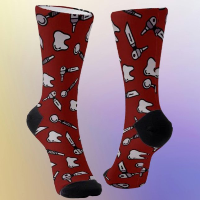 Tooth sei gesagt | Burgundy Dental Crew Socks Socken (Von Creator hochgeladen)