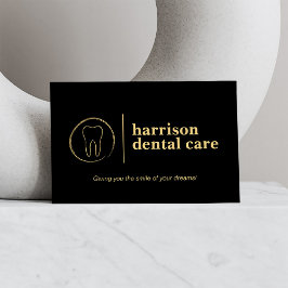 Tooth Sketch Logo Black/Gold Dentist Visitenkarte