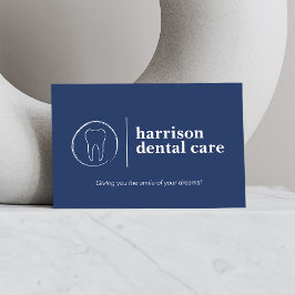 Tooth Sketch Logo Blue Dentist Visitenkarte