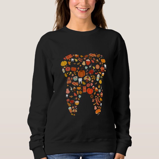 Tooth Teeth Happy Fall Y'all Dental Dentist Thanks Sweatshirt (Vorderseite)