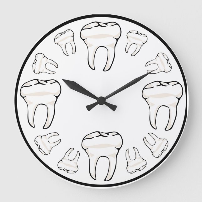 Tooth Time Clock Große Wanduhr (Vorderseite)