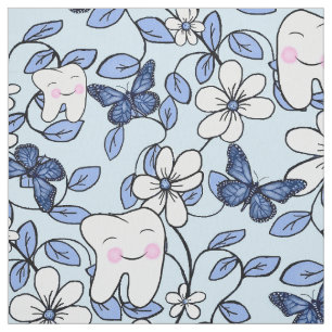 Tooth Toile / Zahnfloral in der Blues Stoff