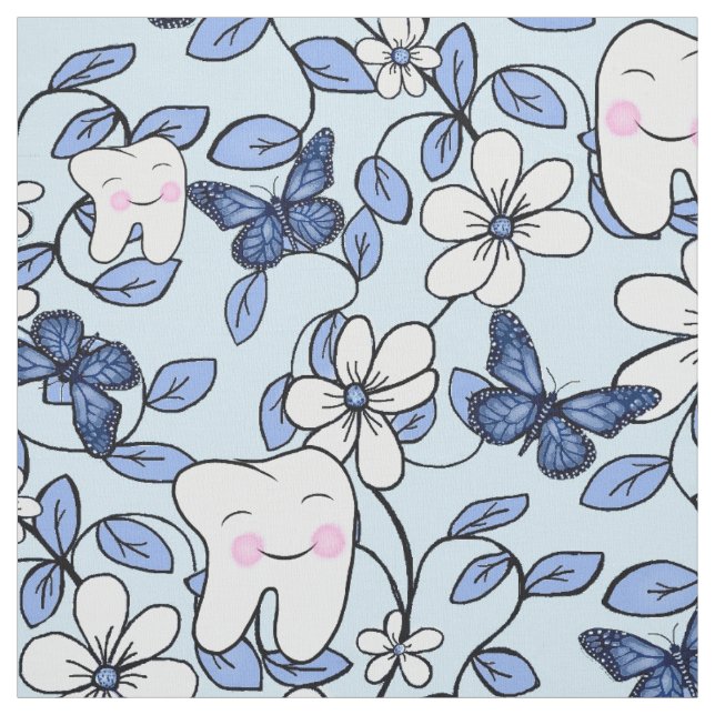 Tooth Toile / Zahnfloral in der Blues Stoff (Muster)