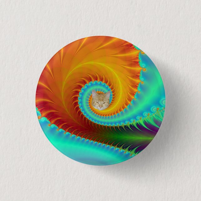 Toothal Spiral in Türkis und Gold Button (Vorderseite)
