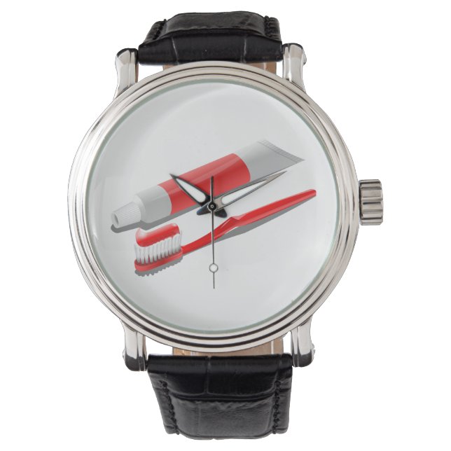 Toothbrush And Toothpaste Armbanduhr (Vorderseite)