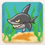 Toothy Cartoon Shark Rechteckiger Pappuntersetzer<br><div class="desc">Cartoon Shark mit einem großen,  Toothy Grin. Illustration ©2016 Michael C. Paul https://mikepaulart.com</div>
