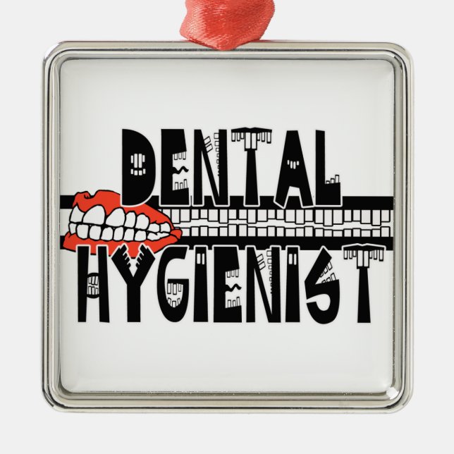 TOOTHY DENTAL HYGIENIST LOGO SILBERNES ORNAMENT (Vorne)