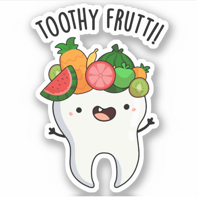 Toothy Fruity Funny Dental Pun Aufkleber (Vorderseite)