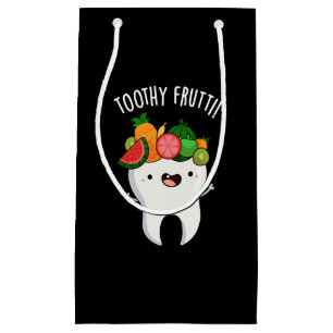 Toothy Fruity Funny Dental Pun Dark BG Kleine Geschenktüte