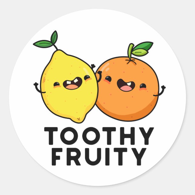 Toothy Fruity Funny Fruit Pun Runder Aufkleber (Vorderseite)