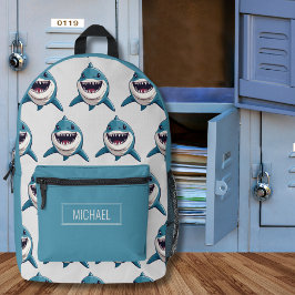 Toothy Shark Monogram Bedruckter Rucksack