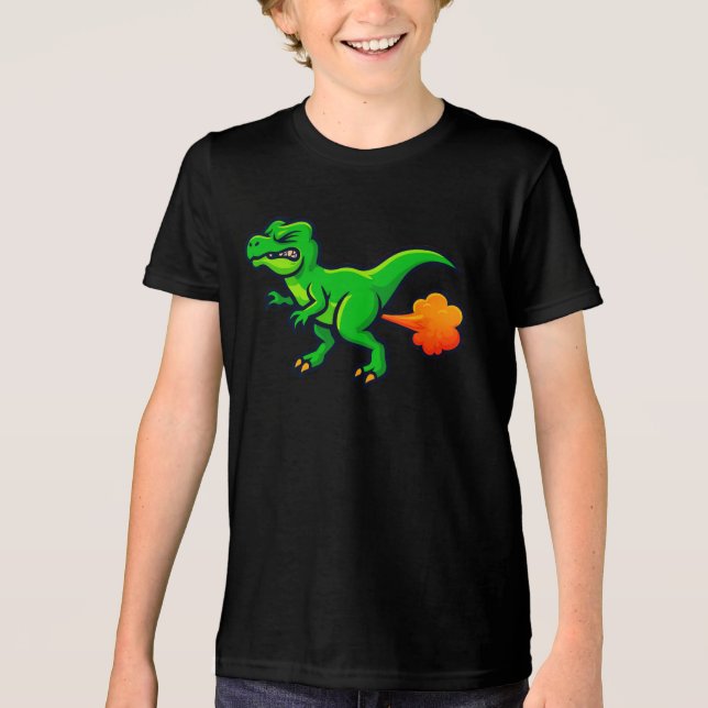 Tootin' T-Rex Funny Dino Fart Tri-Blend Shirt (Vorderseite)