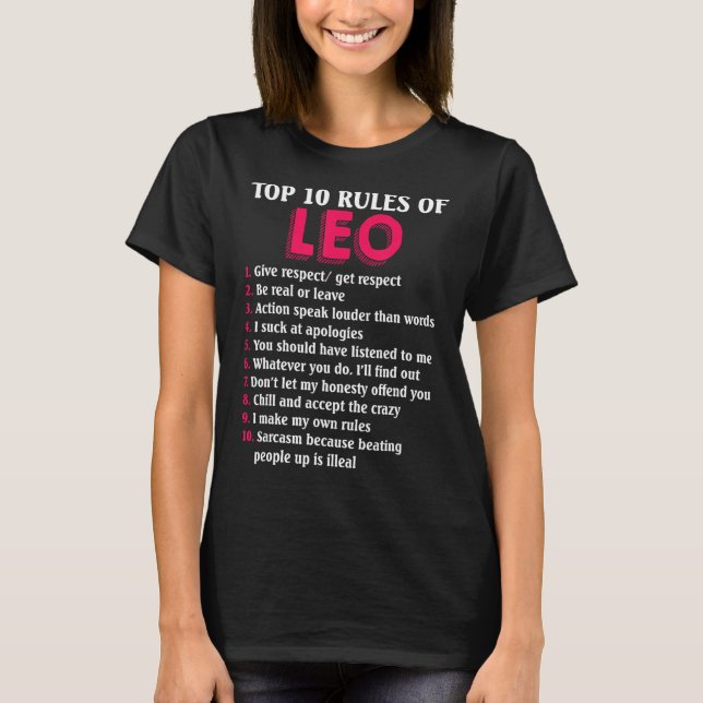 Top 10 Regeln des Leo Zodiac-Zeichens (Vorderseite)