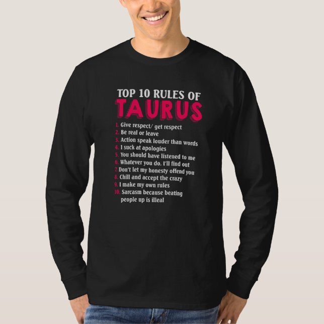 Top 10 Regeln des Taurus Zodiac-Zeichens (Vorderseite)