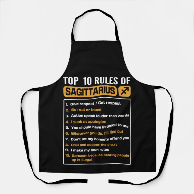 Top 10 Regeln von Sagittarius, Sagittarius Traits  Schürze (Vorderseite)