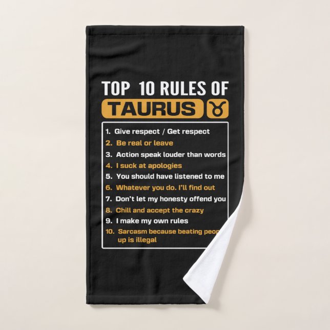 Top 10 Regeln von Taurus, Taurus Eigenschaften Fak Handtuch (Handtuch)