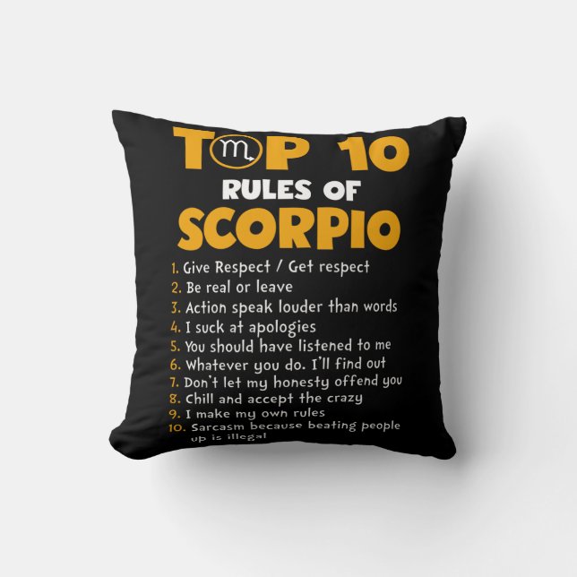Top 10 Rules of Scorpio Birthday Gifts Kissen (Vorderseite)