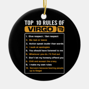 Top 10 rules of Virgo, Funny Virgo Facts, Zodiac A Keramik Ornament