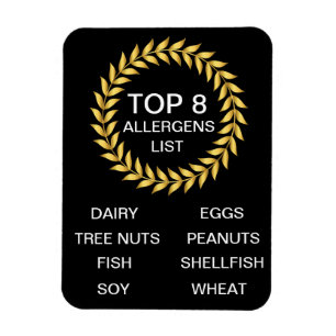 Top 8 Allergene Liste der Allergien Magnet