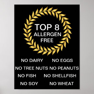 Top 8 Allergenfreie Allergie Restaurant Bakery Poster
