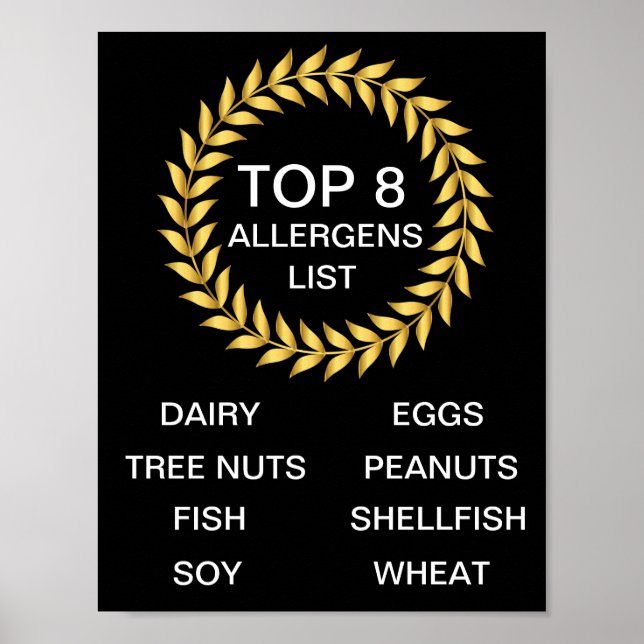Top 8 Allergens-Liste Poster (Vorne)
