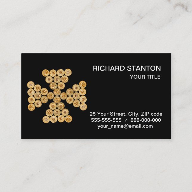 Top Ansicht der Jagdpatronen Visitenkarte (Vorderseite)