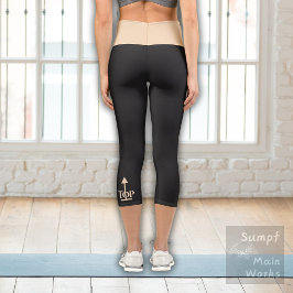 Top Apricot Beige auf fast schwarz Capri Leggings