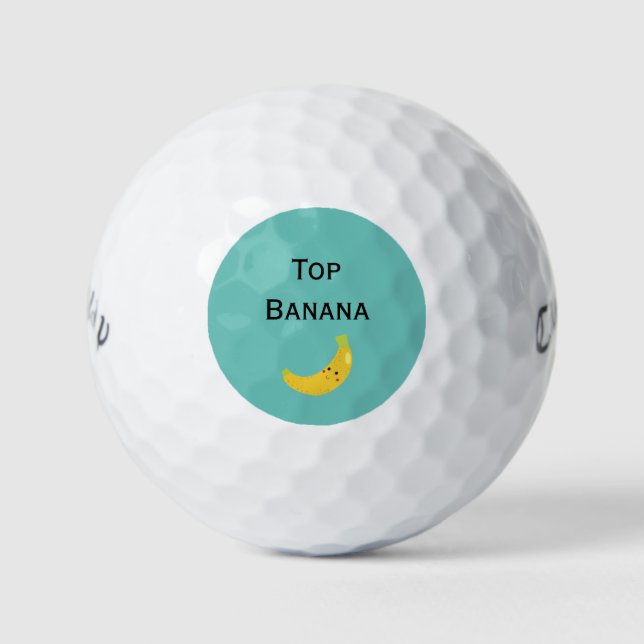 Top Banana Smiling Emoji Custom Text Golfball (Vorderseite)