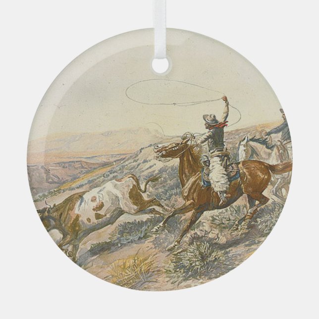 TOP Cattle Drive Glass Ornament Aus Glas (Vorderseite)