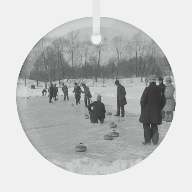 TOP Curling Old School Glass Ornament Aus Glas (Vorderseite)