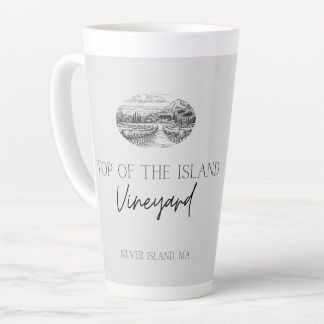 Top der Insel Weinkeller latte graue Tasse (Linke Ecke)