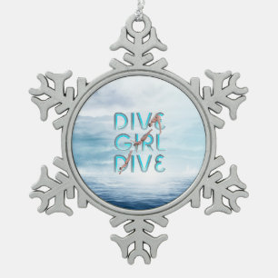 TOP Dive Girl Dive Schneeflocken Zinn-Ornament