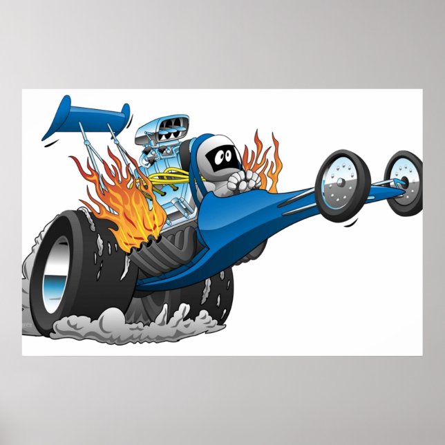 Top Fuel Dragster Cartoon Poster (Vorne)