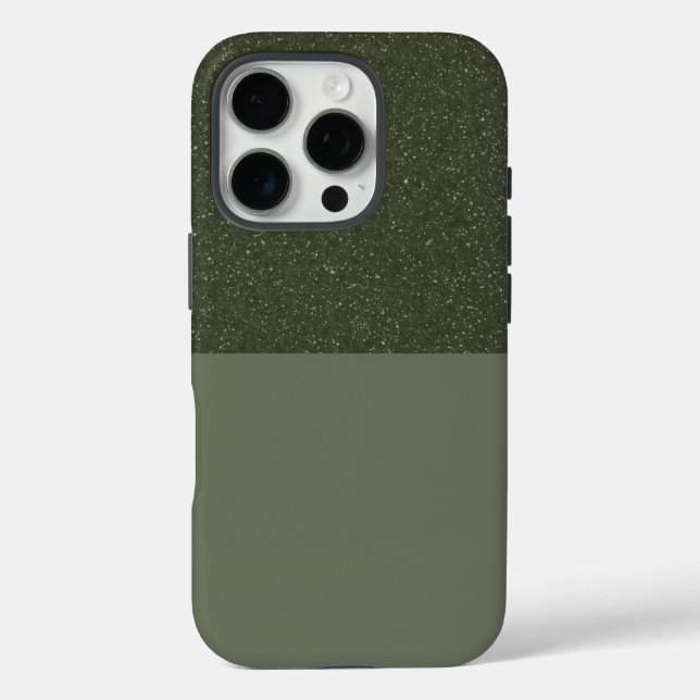 Top-Glitzer Moss Green iPhone 16 Case - Anpassen (Rückseite)