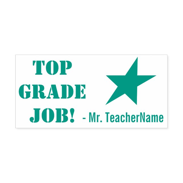 "TOP GRADE JOB!" + Tutor-Name Rubber-Briefmarke Permastempel (Design)