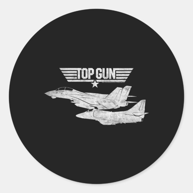 Top Gun White Flugzeug Runder Aufkleber (Vorderseite)