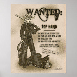 Top-Hand-Cowgirl-Plakat Poster