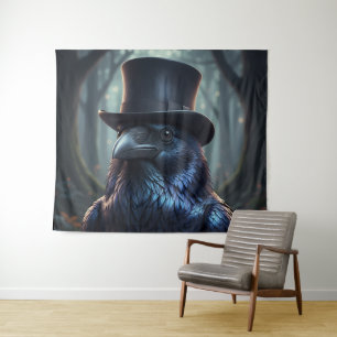Top Hat Blackbird der Raven Wandteppich
