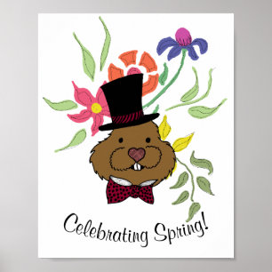 Top Hat Bow Krawatte Spring Blumen Poster