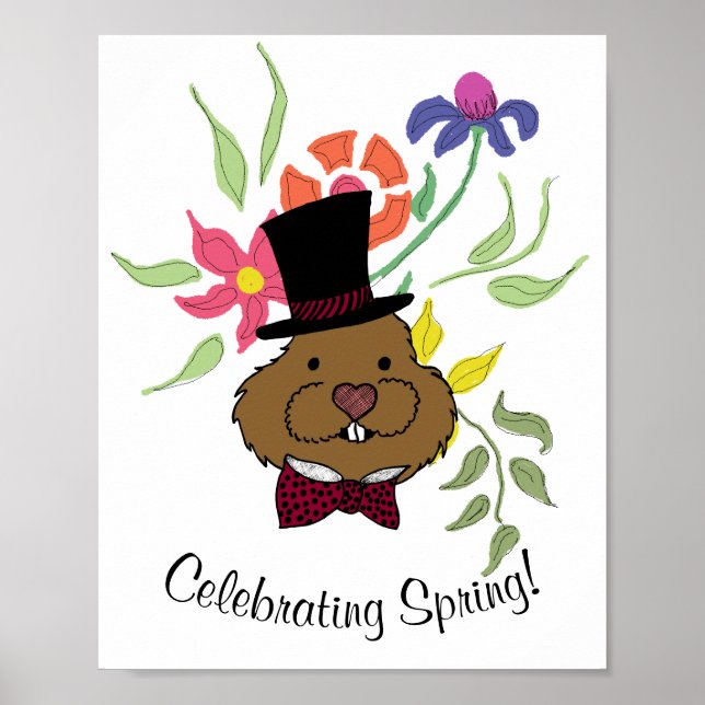 Top Hat Bow Krawatte Spring Blumen Poster (Vorne)