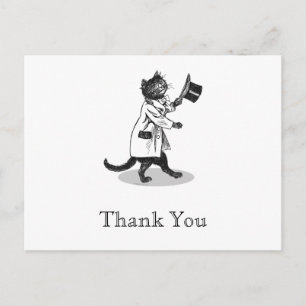 Top Hat Cat Custom Vielen Dank Postcard Postkarte