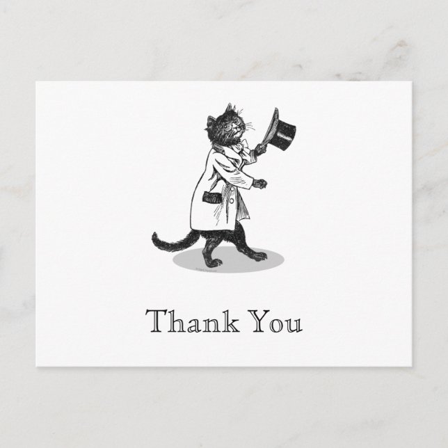 Top Hat Cat Custom Vielen Dank Postcard Postkarte (Vorderseite)