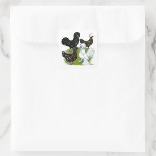 Top Hat Chicken Quartet Quadratischer Aufkleber