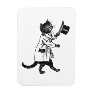 Top Hat Katze Vintage Kunst Flexi Magnet