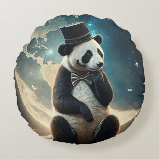 Top Hat Mond Panda Rundes Kissen